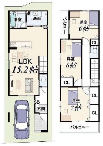 高槻市野田3丁目　新築一戸建 間取り図