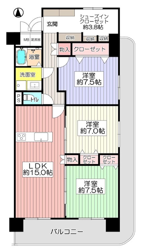 日興千里丘スカイマンションB棟 501号室 間取り図