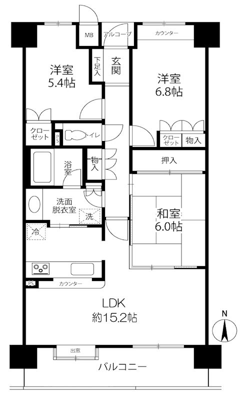 パームズコート茨木パーク・ホームズA棟 間取り図