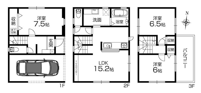 高槻市南松原町新築一戸建２号棟 間取り図