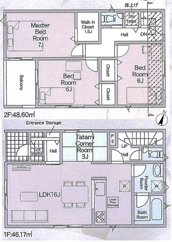 山之上西町CRADLEGARDEN全2区画新築分譲地内1号棟 間取り図