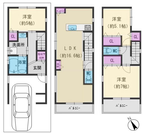 磯島茶屋町限定1邸新築分譲住宅 間取り図