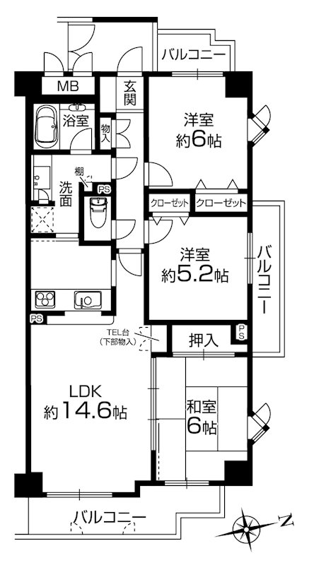 ステイツ吹田・千里丘弐番館 601号室 間取り図