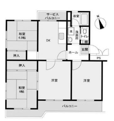 間取図 高槻塚原台ハイツ7号棟 間取り図