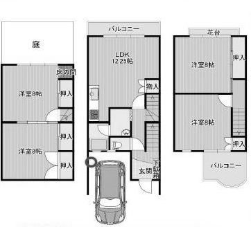 高槻市南平台4丁目　中古テラスハウス 間取り図