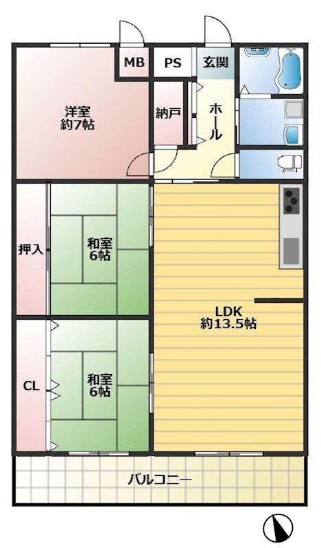 千里ヶ丘マンションA棟  間取り図