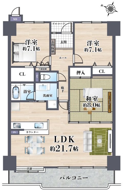 エンゼルハイムリバーサイド高槻 間取り図