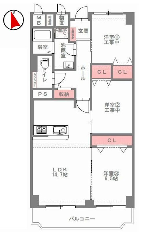 ローレルハイツ茨木壱号棟 間取り図
