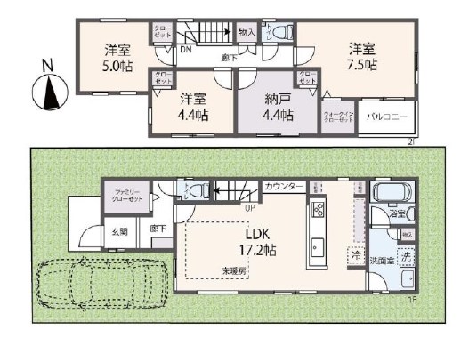 成田町MELDIA新築分譲地内B号棟 間取り図