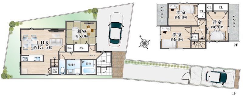 島本町広瀬1丁目 中古一戸建 間取り図