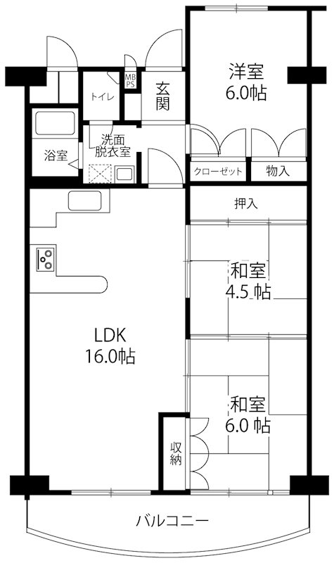 南茨木ハイタウン美沢G棟 間取り図
