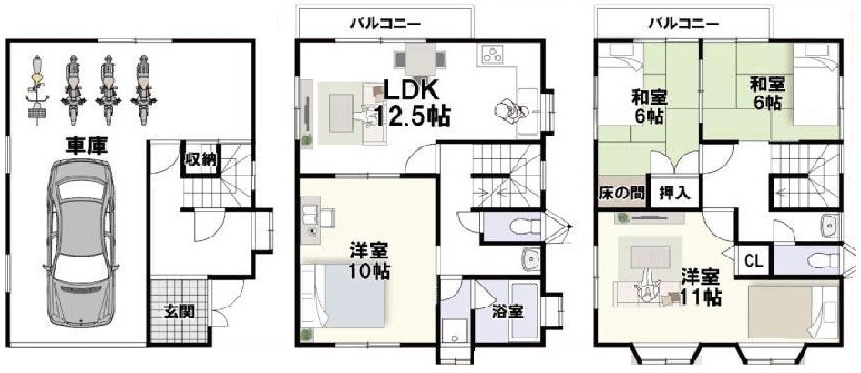 高槻市千代田町 中古一戸建 間取り図