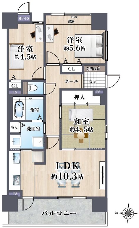 ライオンズマンション水無瀬第3 間取り図