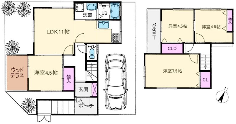 長尾元町7丁目一戸建再生既存住宅 間取り図