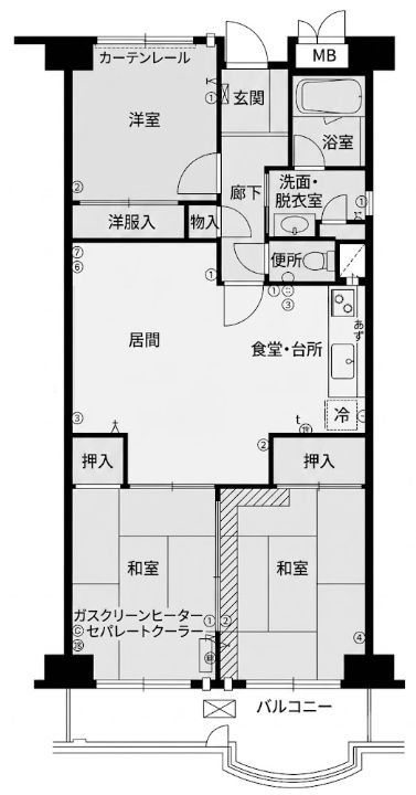 コープ野村高槻B棟 間取り図