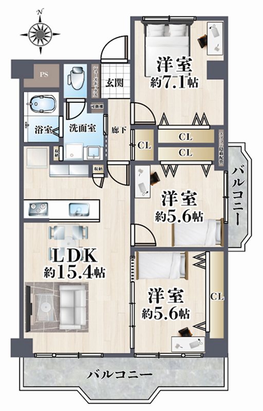 東奈良高層住宅A棟 間取り図
