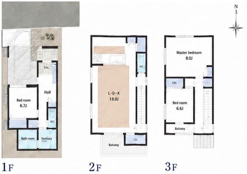 宮之阪3丁目2区画新築分譲住宅1号棟 間取り図
