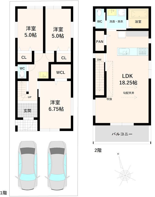 高槻市柱本6丁目　新築一戸建 間取り図