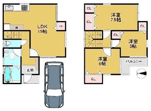 高槻市大冠町３丁目　中古一戸建 間取り図