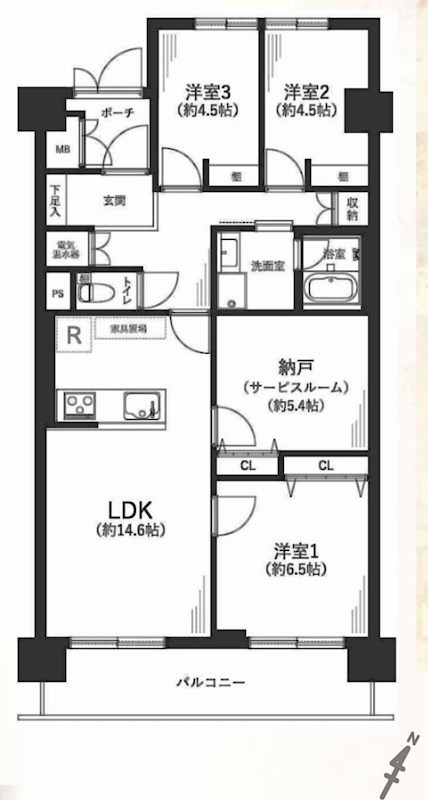 日興千里丘スカイマンションA棟 203号室 間取り図