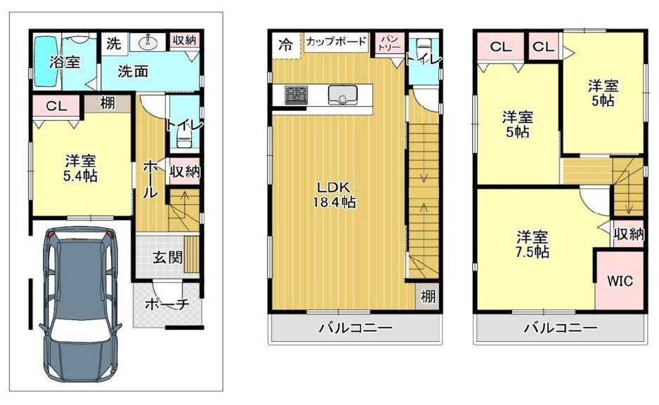 高槻市芝生町1丁目　新築一戸建 間取り図