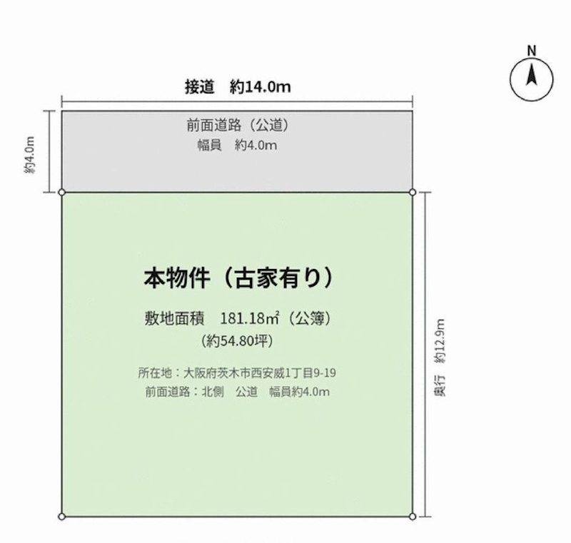 茨木市西安威1丁目　売土地 間取り図