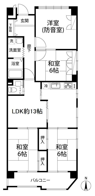 円明寺フラワーハイツ2号棟 間取り図