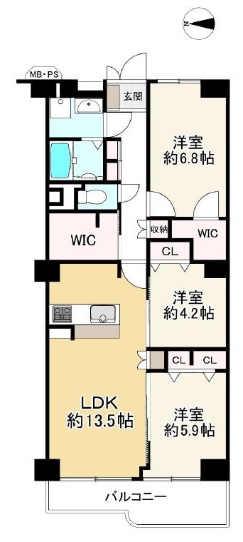日商岩井香里ケ丘マンション 間取り図