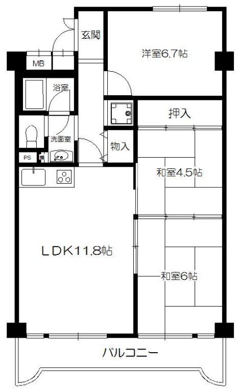 グリーンタウン茨木3番館 間取り図