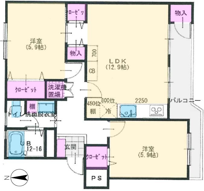 藤阪ハイツD4号棟 間取り図