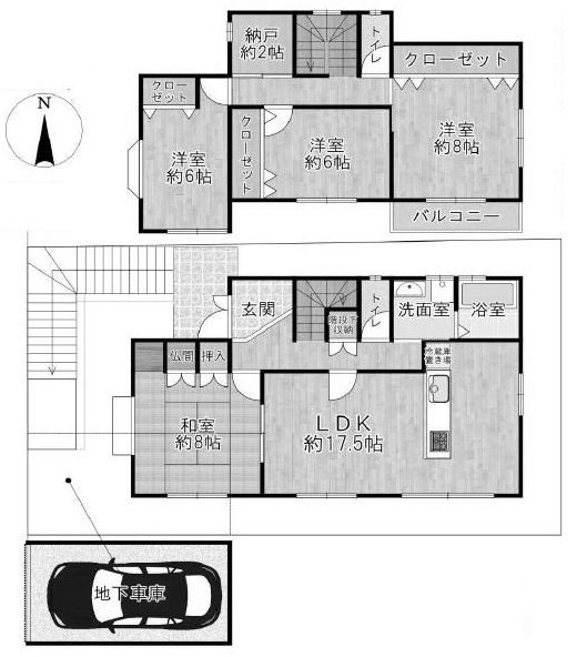 高槻市寺谷町　中古一戸建 間取り図