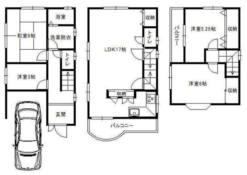高槻市寿町１丁目　中古一戸建 間取り図