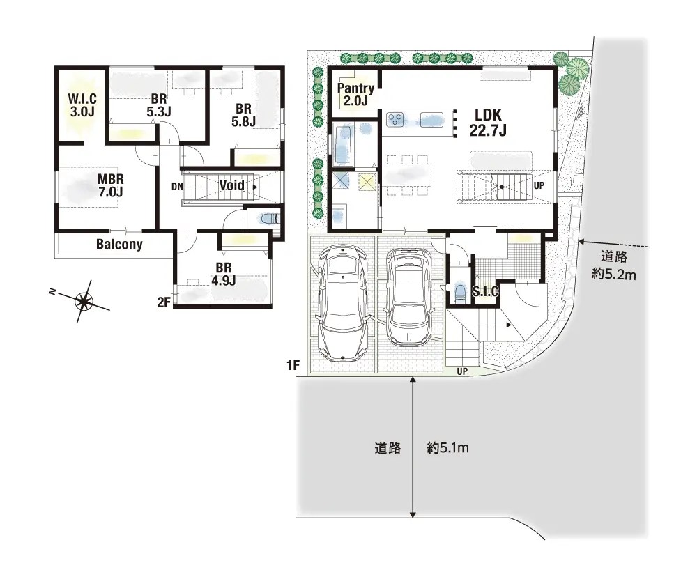東香里2丁目CASA2区画新築分譲1号棟 間取り図