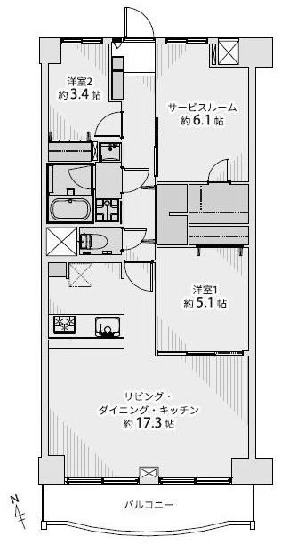 さんくれーる高槻二棟 間取り図