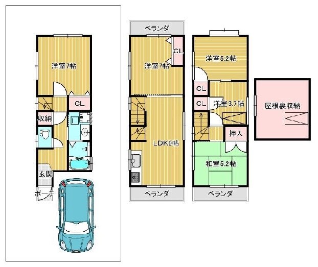 高槻市大冠町３丁目　中古一戸建 間取り図