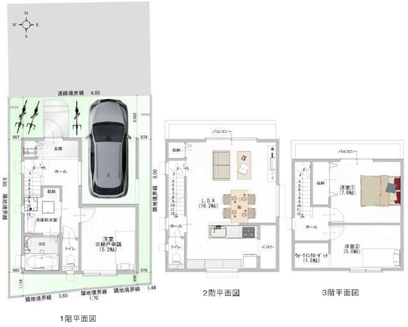 高槻市日向町　新築一戸建 間取り図