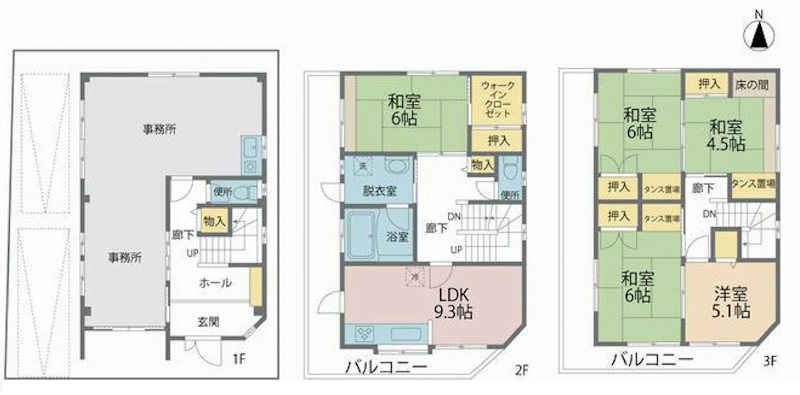 茨木市玉櫛2丁目　事務所付住宅 間取り図