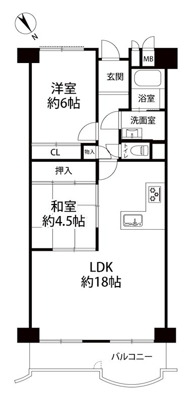 ■7階部分(エレベーター停止階)/専有面積68.47㎡/2LDK/トランクルーム付(無償) コープ野村高槻A棟 間取り図