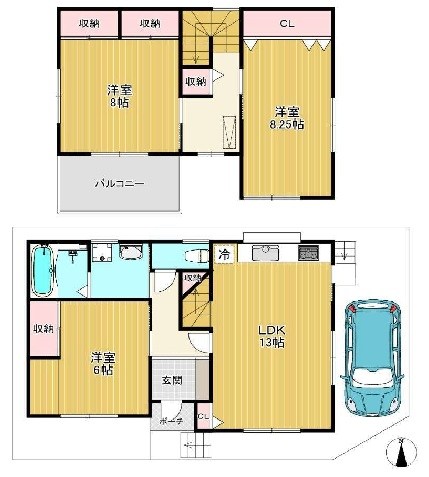 高槻市萩之庄３丁目　中古一戸建 間取り図