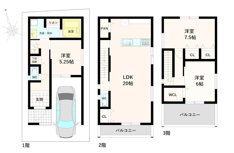 高槻市寿町3丁目　新築一戸建 間取り図
