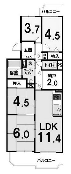 サンハイツ高槻7号館 間取図・土地図