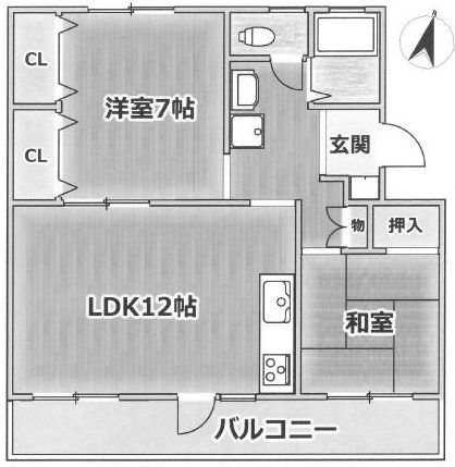 間取り図 富田第二住宅62号棟 間取り図