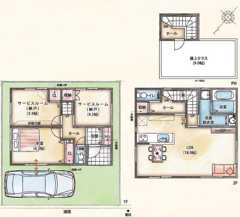 茄子作4丁目限定1邸新築分譲住宅 (プレサンスアージュ) 間取図・土地図