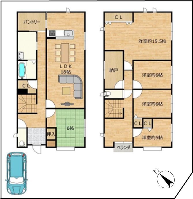 茄子作北町一戸建再生既存住宅 間取図・土地図