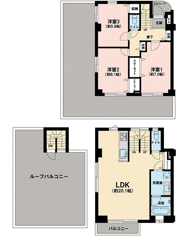 神奈川県横浜市青葉区たちばな台１丁目 間取図・土地図