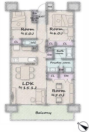 イニシア大宮日進 間取図・土地図