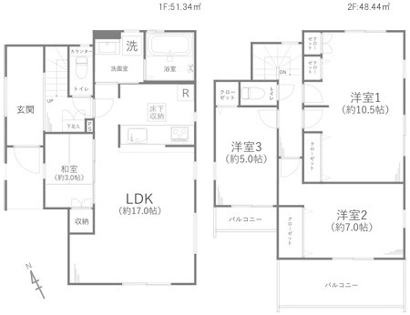 新座市栄二丁目 間取図・土地図