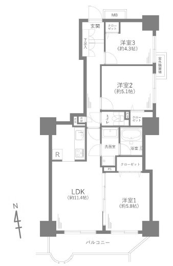 コンセールタワー所沢 間取図・土地図