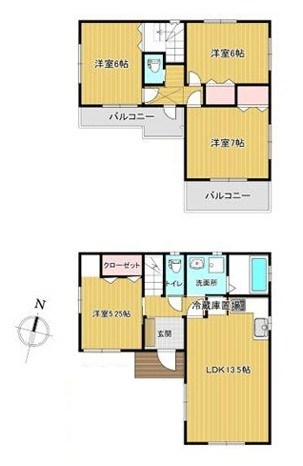 春日部市緑町１丁目 間取図・土地図