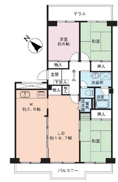 小手指ハイツＬ棟 間取図・土地図